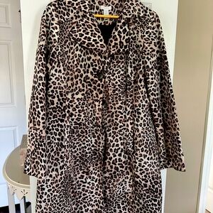 Chico’s Leopard Print Pattern Belted Trench Raincoat